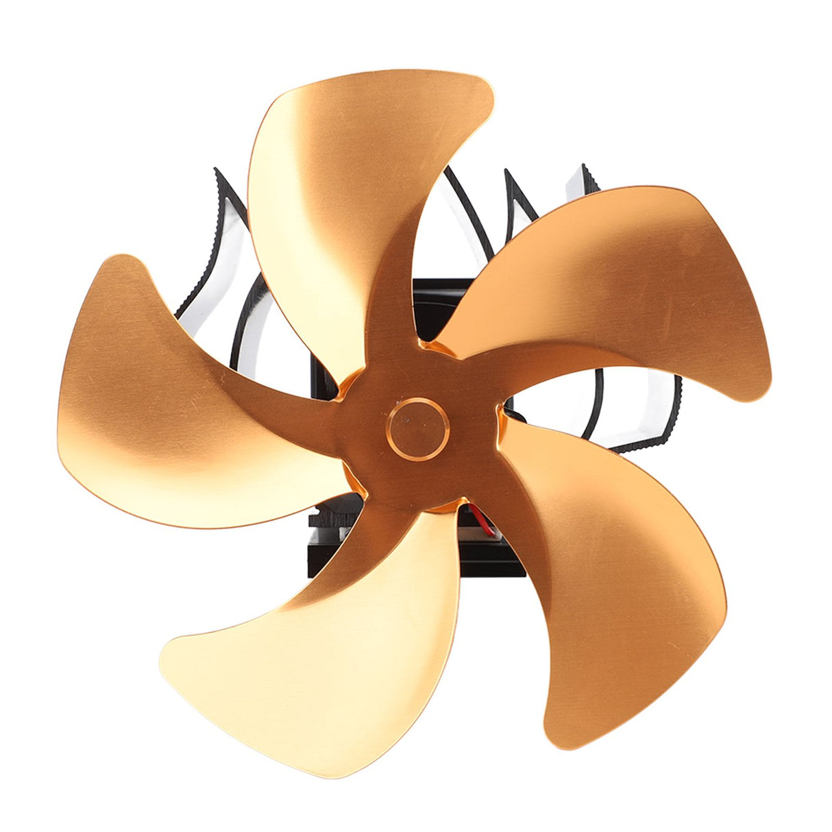 5 Blade Heat Powered Stove Fan Aluminum Alloy Noiseless Wall Hanging Thermal Powered Fireplace Fan for Wood Burning Stove Kerosene Stove Gold