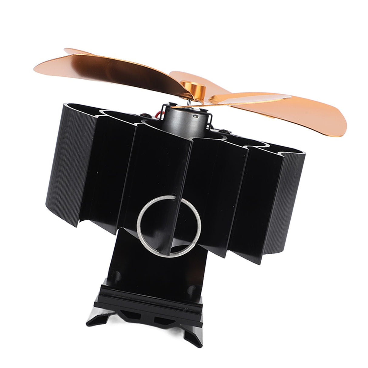 5 Blade Heat Powered Stove Fan Aluminum Alloy Noiseless Wall Hanging Thermal Powered Fireplace Fan for Wood Burning Stove Kerosene Stove Gold