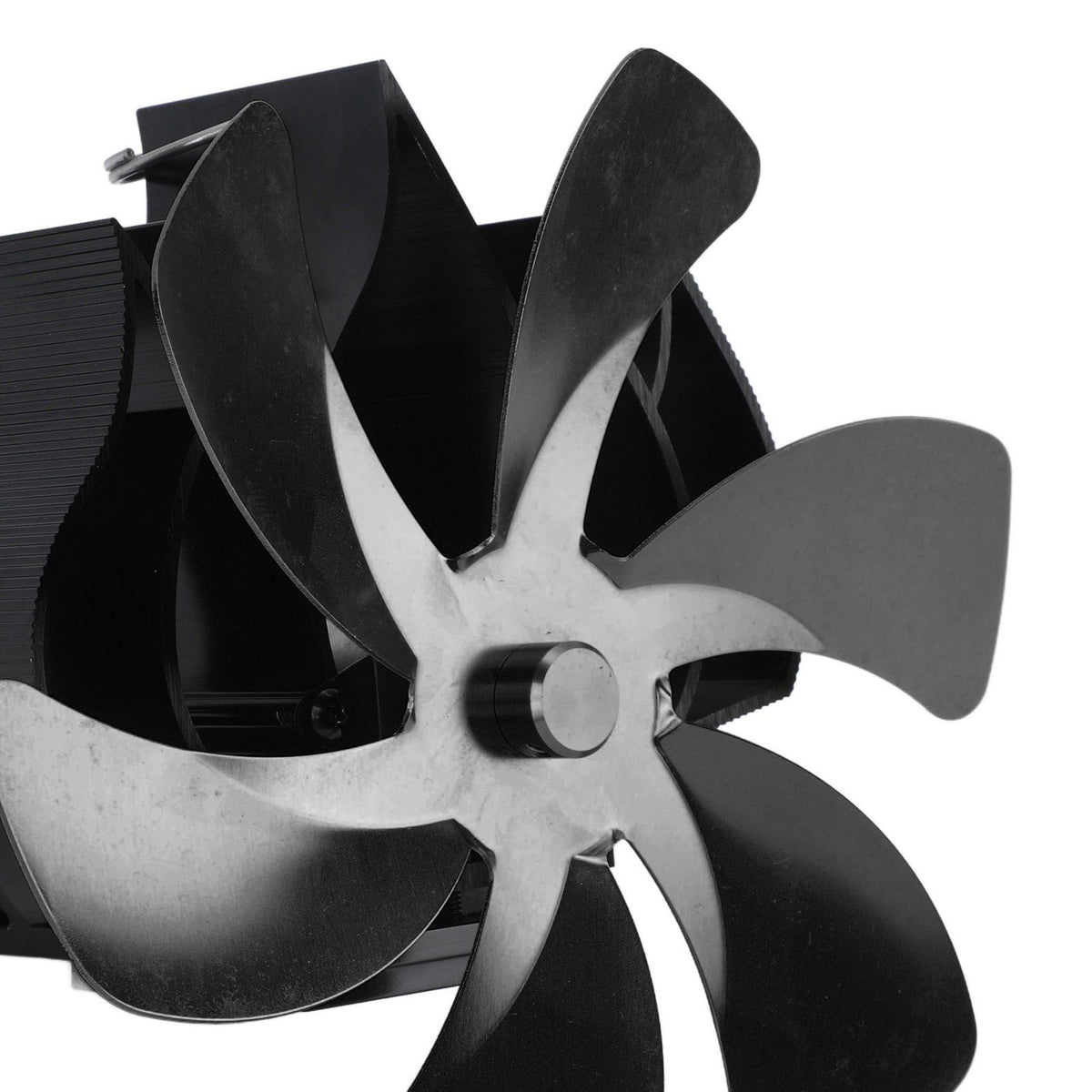 Wood Stove Fan Heat Powered 6 Blades Hanging Stove Fan Silent Flue Pipe Hanging Fireplace Fan Eco Friendly Wall Mount Black