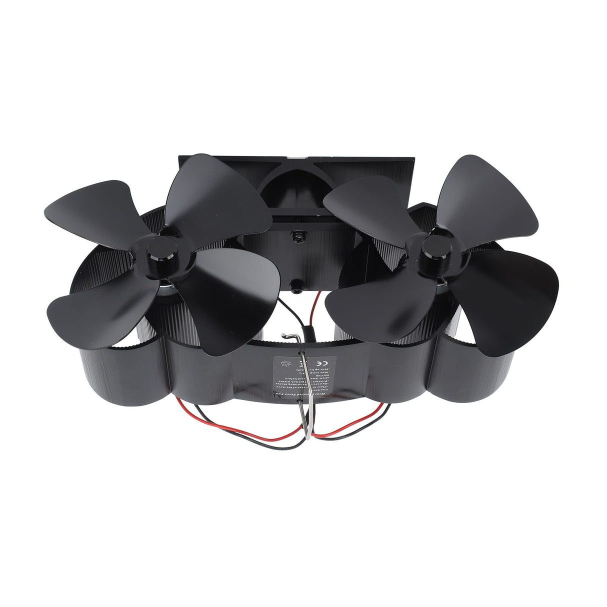 Stove Fan Heat Powered Aluminum Alloy 4 Blades Dual Head Fireplace Fan for Replacement Black