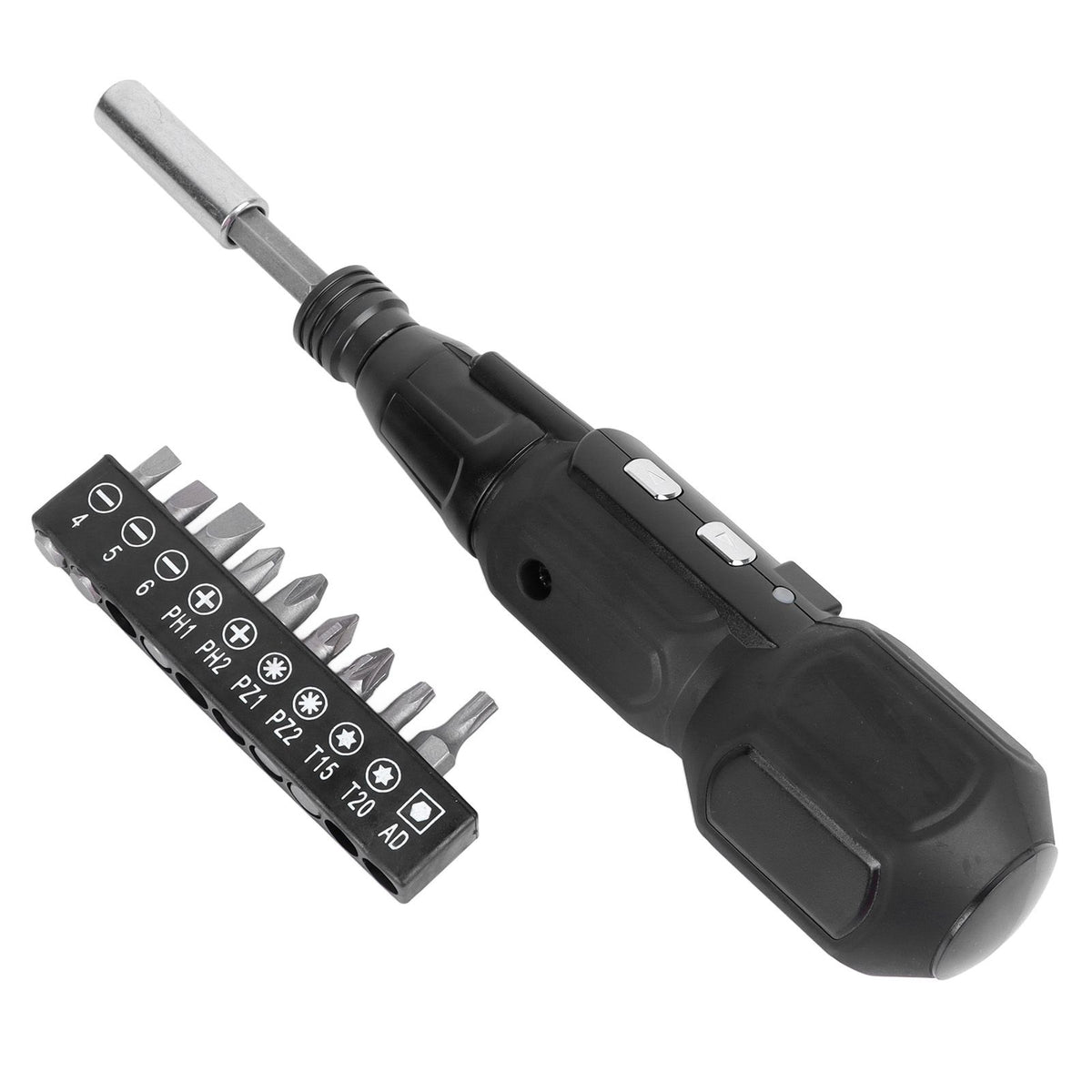 Cordless Electric Screwdriver with LED Light Alloy Steel 900mAh USB Charging Electric Manual 2 in 1 Power Screwdriver Set Black