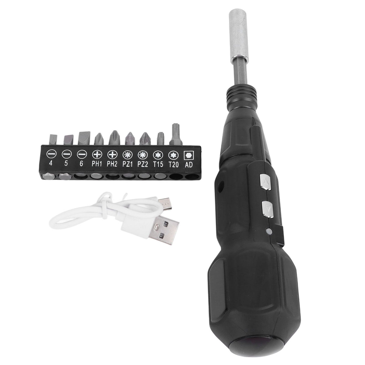 Cordless Electric Screwdriver with LED Light Alloy Steel 900mAh USB Charging Electric Manual 2 in 1 Power Screwdriver Set Black