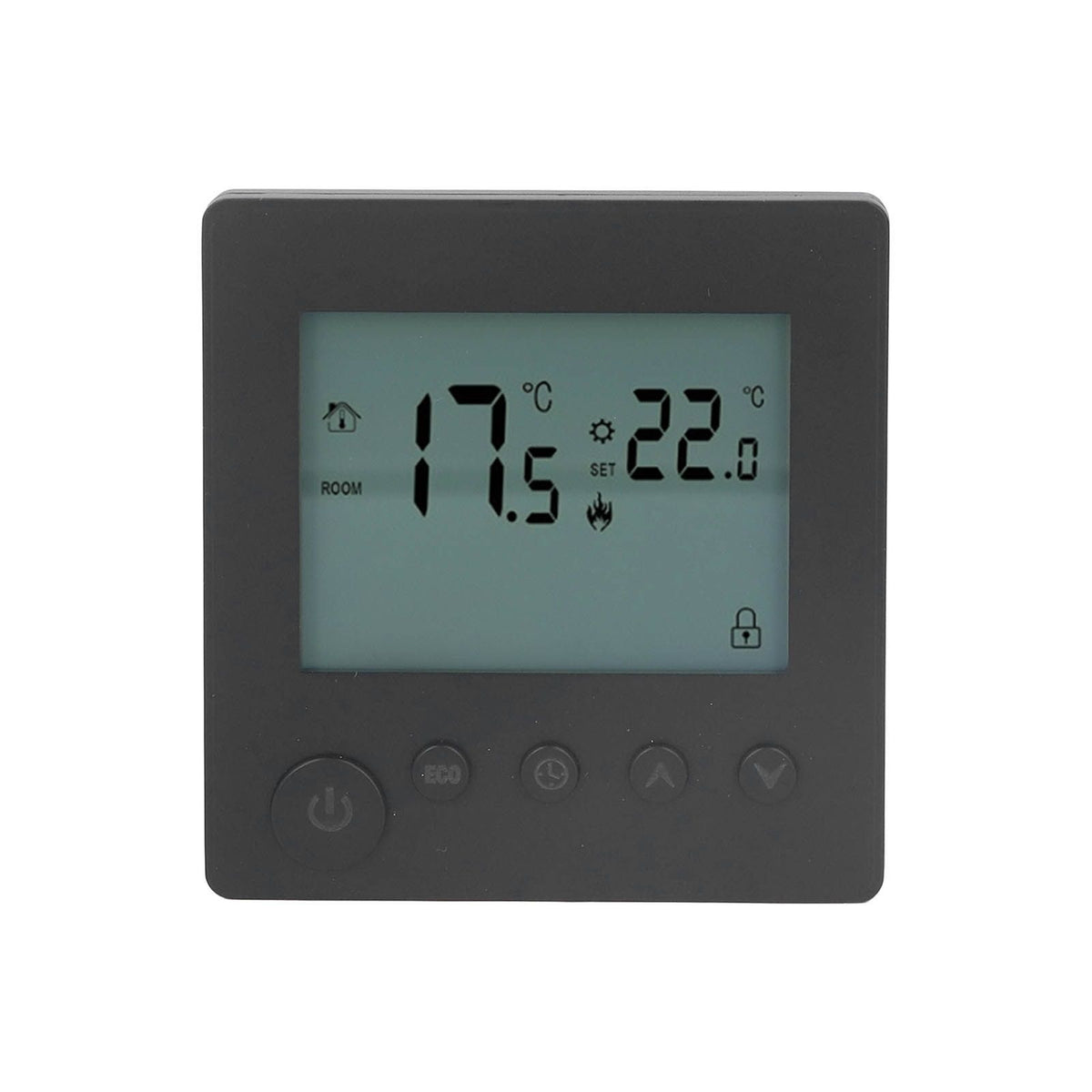 Digital Thermostat 4500W High Power Electric Floor Heating Temperature Control Thermostat for Office Mall AC 90V to 240V Black