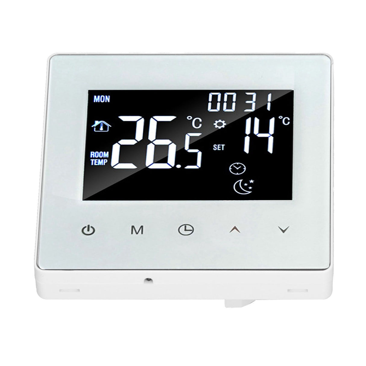 Digital Thermostat Screen Programmable Home Thermostat with 3 Meter Sensor Line for Electric Floor Heating Home Hotel Office AC90‑240V White Without WiFi