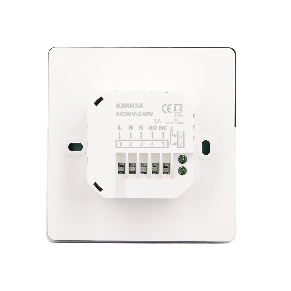 3A Smart Thermostat LCD Color Screen High Accuracy Programmable Thermostat Water Heating Boiler Heating for Home Shopping Mall AC90‑240V White Without WiFi