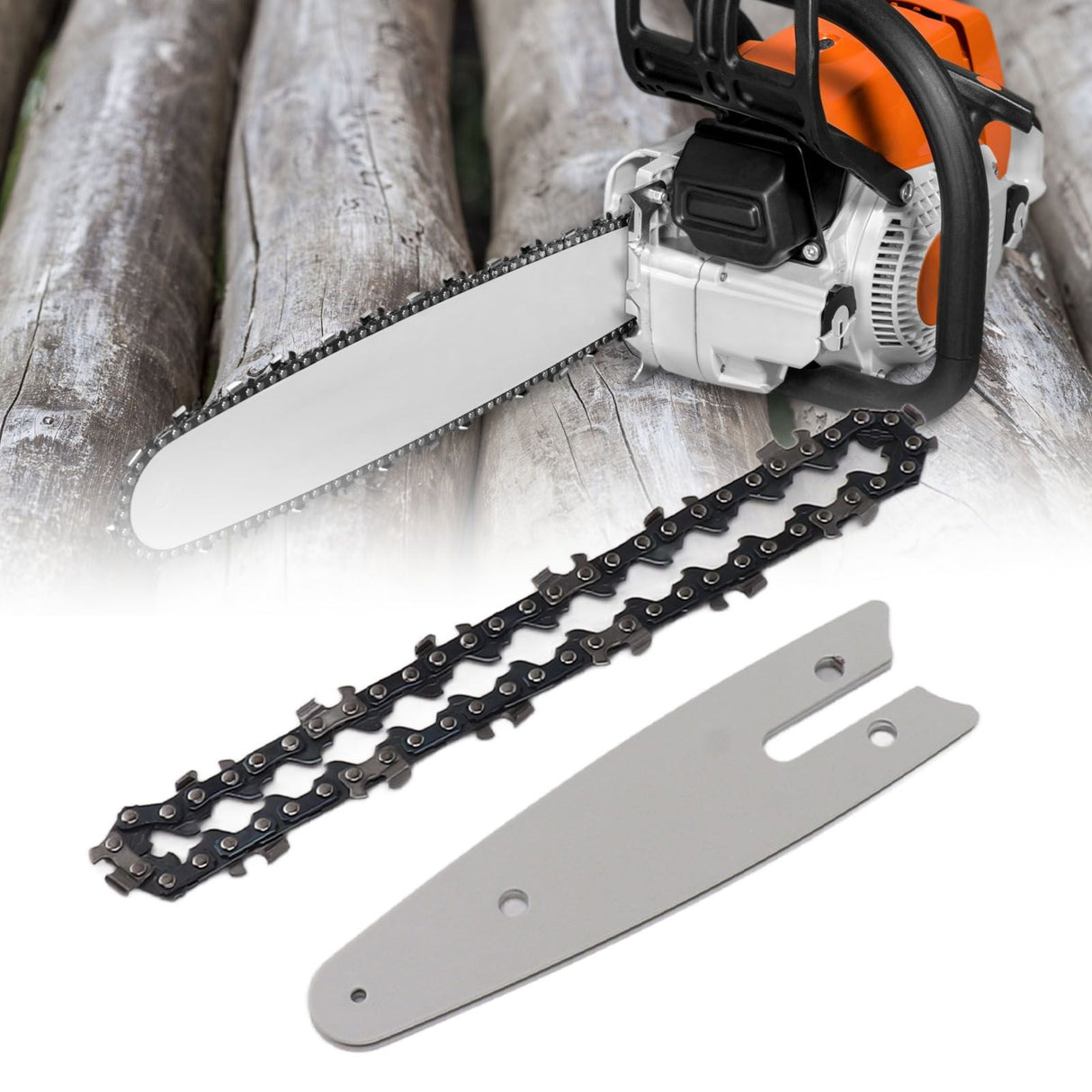 Mini Chain Guide Bar Combo Manganese Steel Faster Speed High Hardness Smooth Cutting Chainsaw Chain Guide Bar Replacement 4inch with 1/4 28 Links Chain