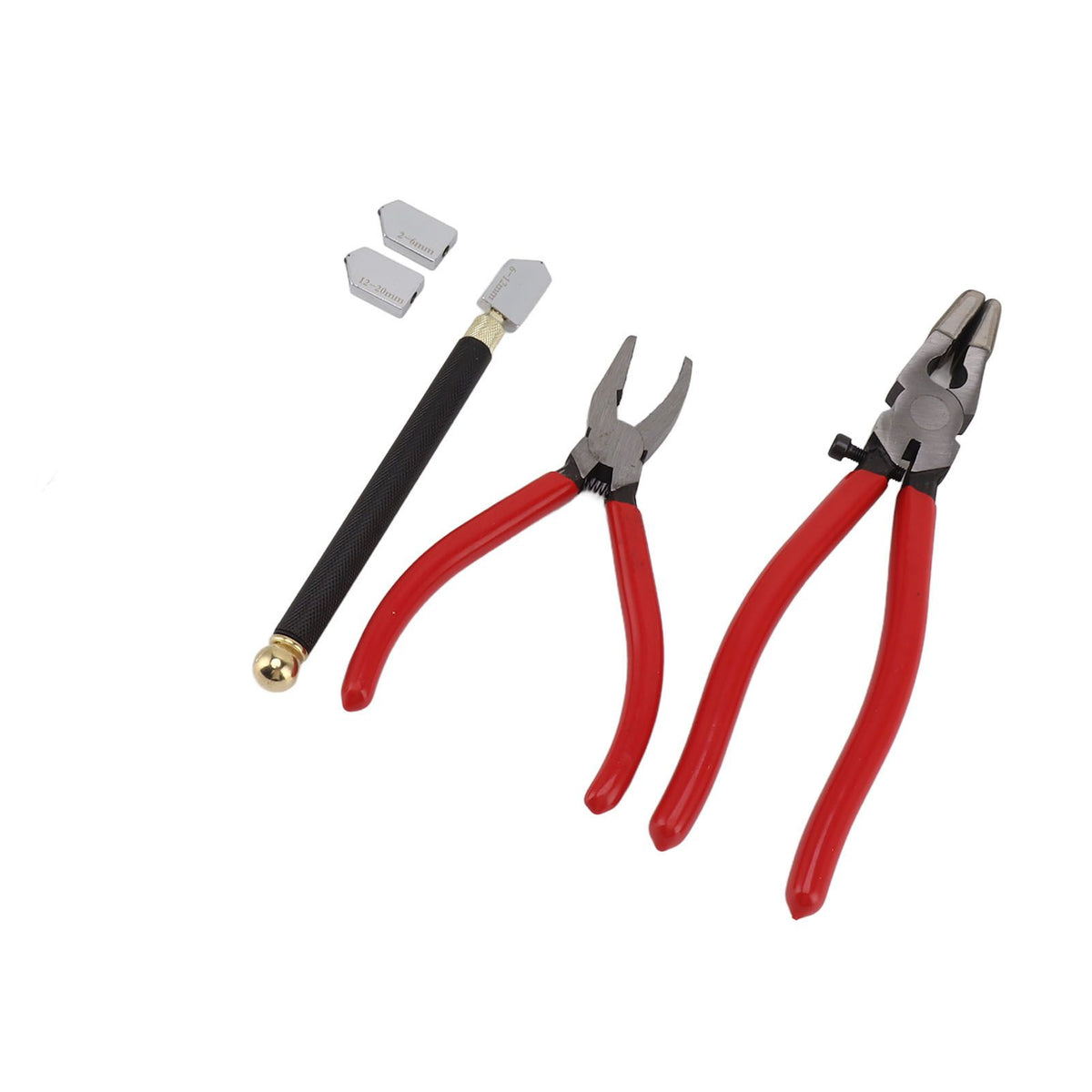Glass Cutter Tool Kit Breaker Pliers Curve Jaw Glass Running Pliers Kit Glass Cutter Pen 2pcs Blades with Oil Dropper Screwdrive