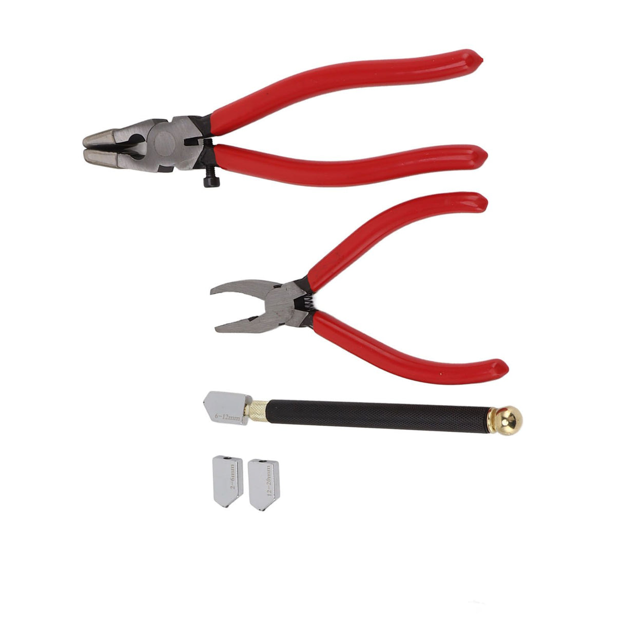 Glass Cutter Tool Kit Breaker Pliers Curve Jaw Glass Running Pliers Kit Glass Cutter Pen 2pcs Blades with Oil Dropper Screwdrive