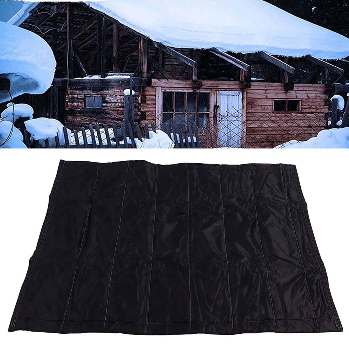 Fireplace Blanket Black Oxford Fabric 2 Layers Cotton Hook and Loop Fireplace Draft Stopper for Home Indoor Winter 39x32in