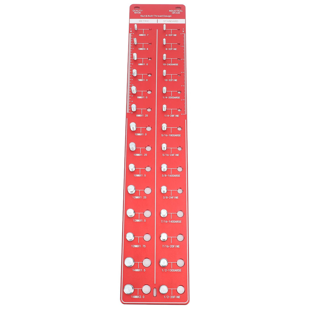 Bolt and Nut Identifier Gauge 10B21 Carbon Steel High Accuracy Nut and Bolt Thread Checker for Detecting Fixed Bolts Red 55x11cm