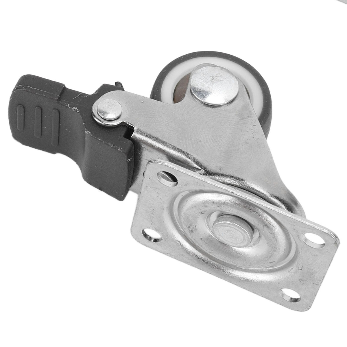 4Pcs Small Caster Wheels 1in Diameter Steel Rubber Rotating Locking Brake Plate Casters with 16 Screws for Furniture