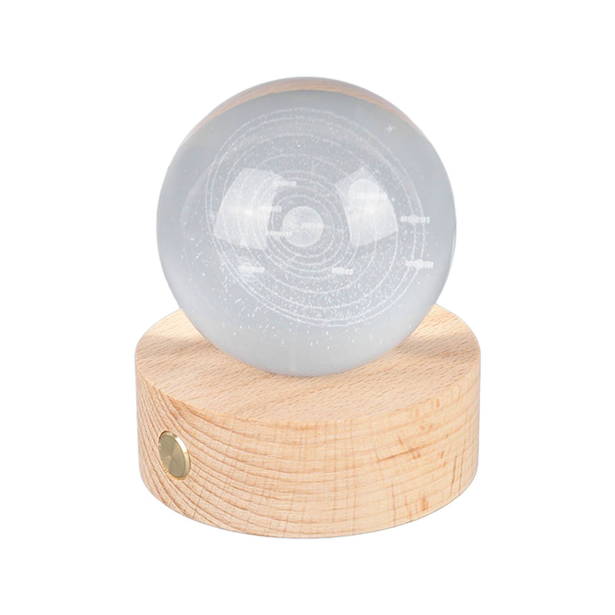 6cm 3D Crystal Ball Luminous Clear Sculpture Round Astronomy Ball Miniature Sculpture Ball Night Light Solar System Crystal Ball