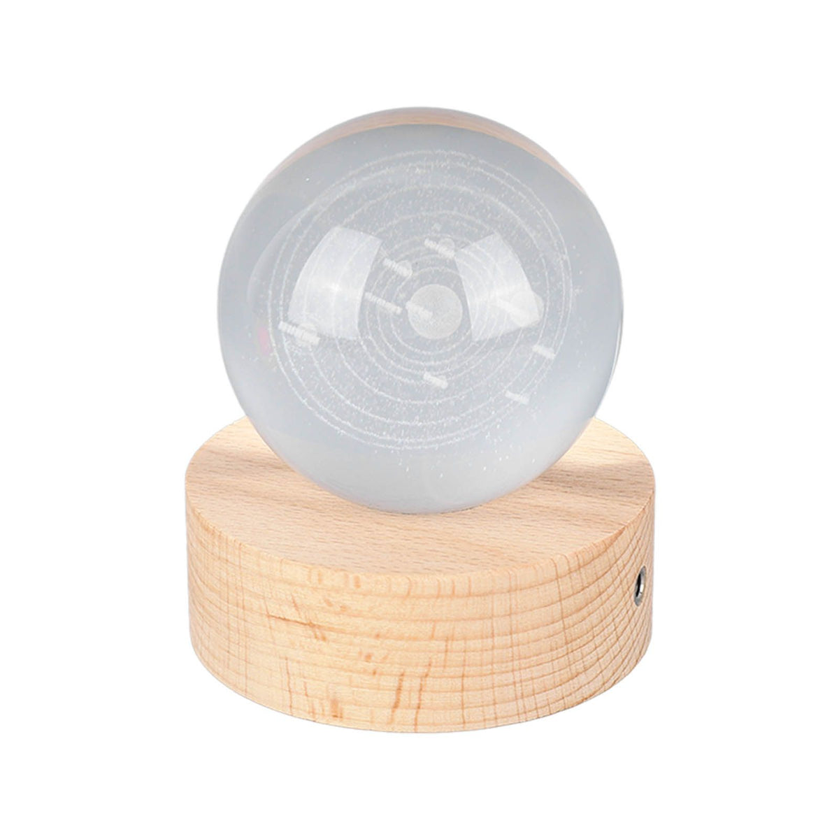 6cm 3D Crystal Ball Luminous Clear Sculpture Round Astronomy Ball Miniature Sculpture Ball Night Light Solar System Crystal Ball