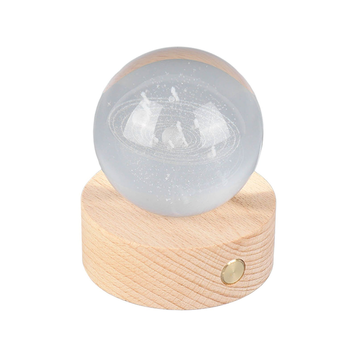 6cm 3D Crystal Ball Luminous Clear Sculpture Round Astronomy Ball Miniature Sculpture Ball Night Light Solar System Crystal Ball