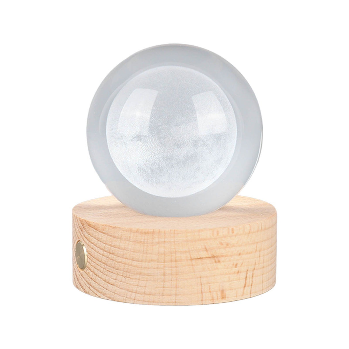 6cm 3D Crystal Ball Luminous Clear Sculpture Round Astronomy Ball Miniature Sculpture Ball Night Light Moon Crystal Ball