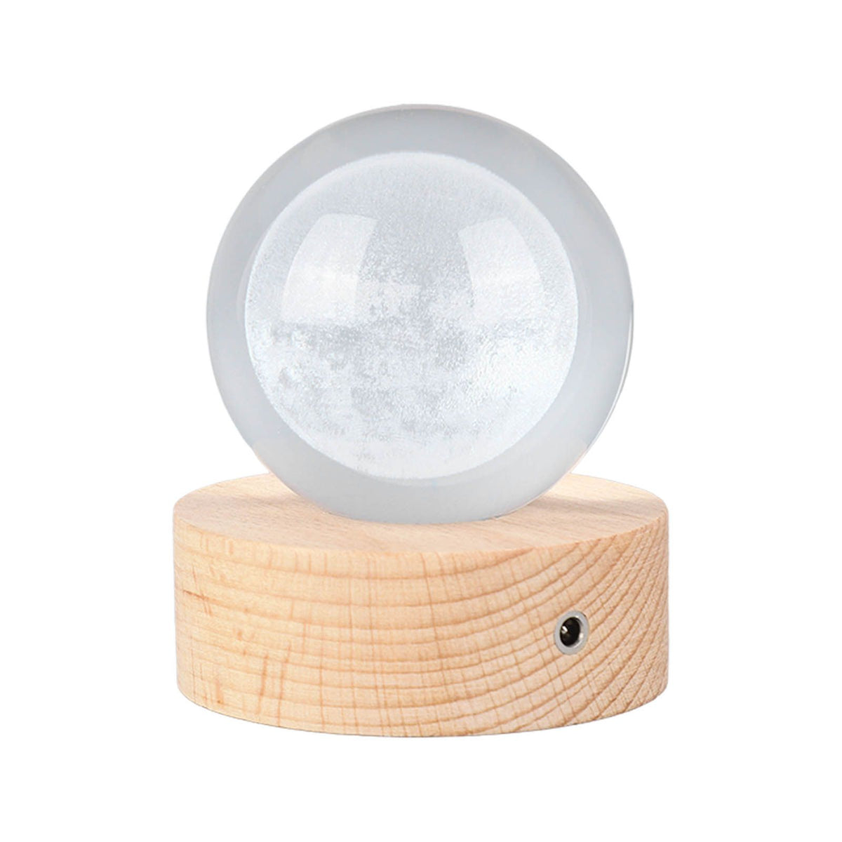 6cm 3D Crystal Ball Luminous Clear Sculpture Round Astronomy Ball Miniature Sculpture Ball Night Light Moon Crystal Ball