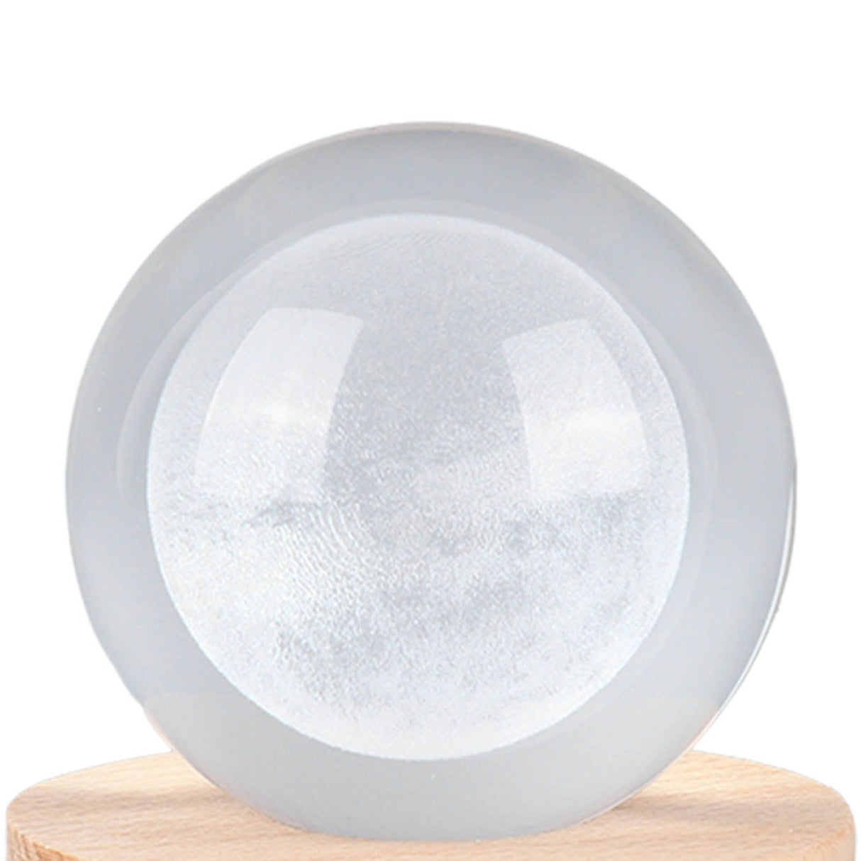 6cm 3D Crystal Ball Luminous Clear Sculpture Round Astronomy Ball Miniature Sculpture Ball Night Light Moon Crystal Ball