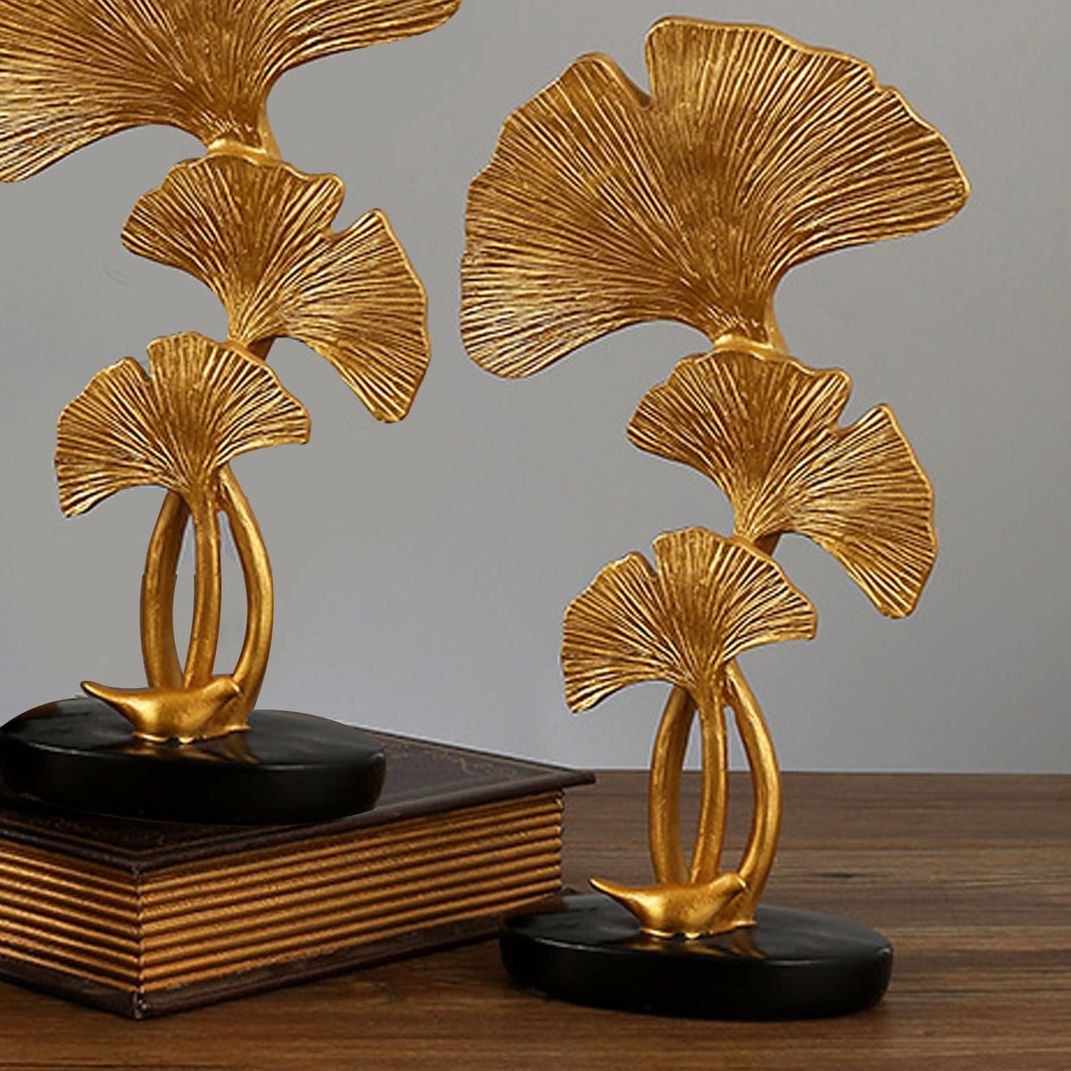 Leaf Decoration Resin Anti Slip Anti Fade Modern Desktop Leaves Ornament Model for Living Room Hallway Gold