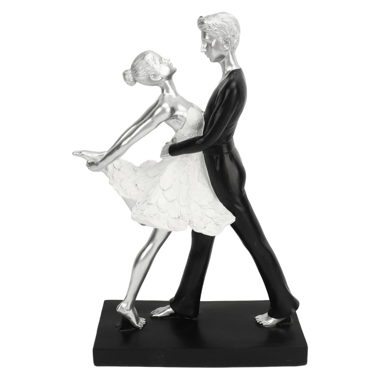 Couple Dancing Sculpture Modern Simple Innovative Resin Hand Crafted Couple Dancing Abstract Statue Silver Hugging Double Ballet Dance