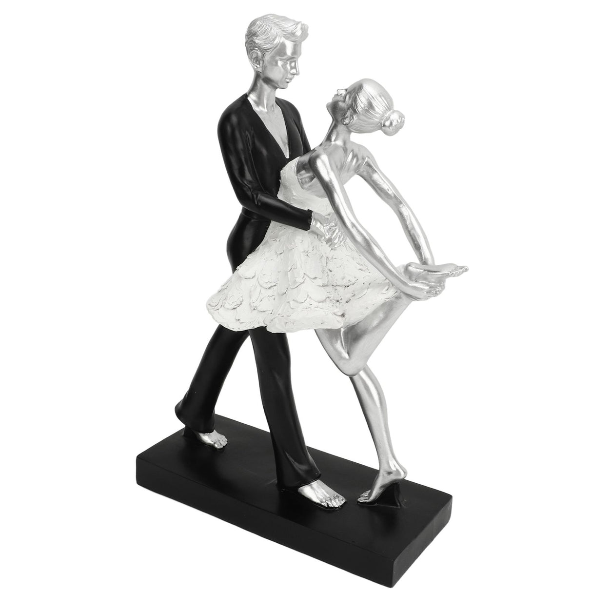 Couple Dancing Sculpture Modern Simple Innovative Resin Hand Crafted Couple Dancing Abstract Statue Silver Hugging Double Ballet Dance
