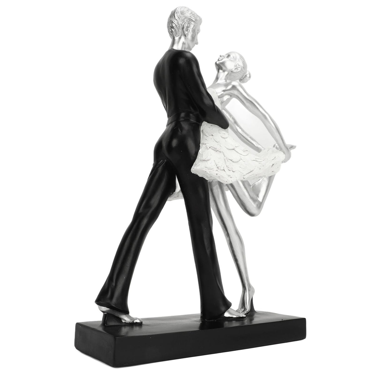 Couple Dancing Sculpture Modern Simple Innovative Resin Hand Crafted Couple Dancing Abstract Statue Silver Hugging Double Ballet Dance