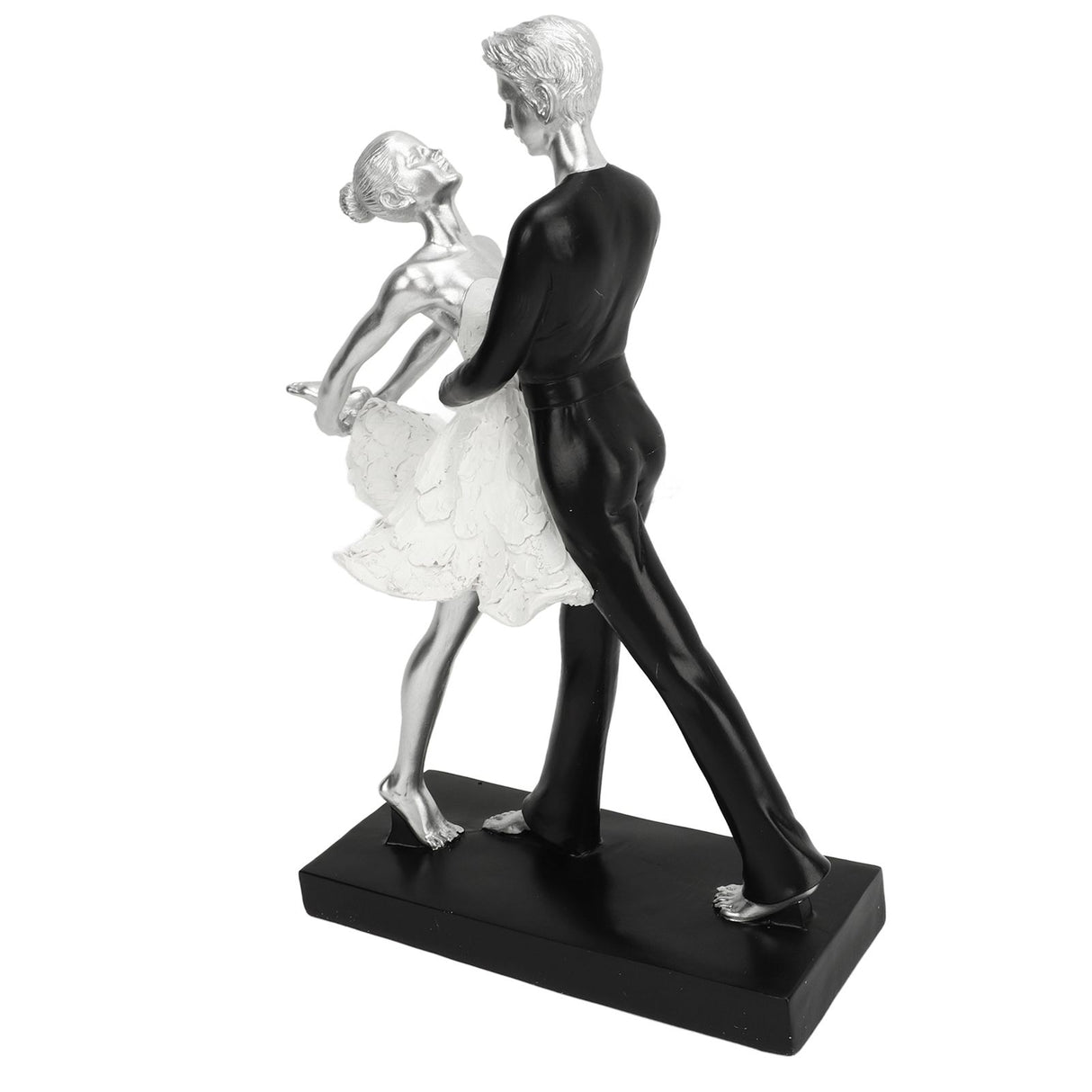 Couple Dancing Sculpture Modern Simple Innovative Resin Hand Crafted Couple Dancing Abstract Statue Silver Hugging Double Ballet Dance