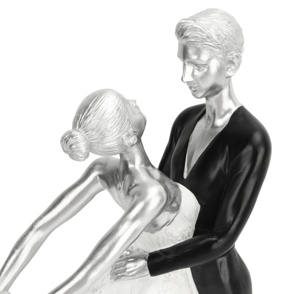 Couple Dancing Sculpture Modern Simple Innovative Resin Hand Crafted Couple Dancing Abstract Statue Silver Hugging Double Ballet Dance