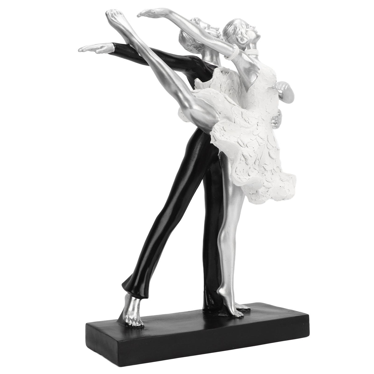 Couple Dancing Sculpture Modern Simple Innovative Resin Hand Crafted Couple Dancing Abstract Statue Silver Ballet Dance for Two People