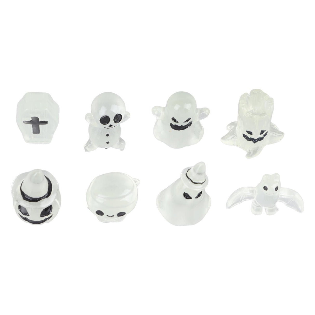 8 Pcs Halloween Ornaments Miniature Luminous Tombstone Pumpkin Skull Ghost Garden Decor