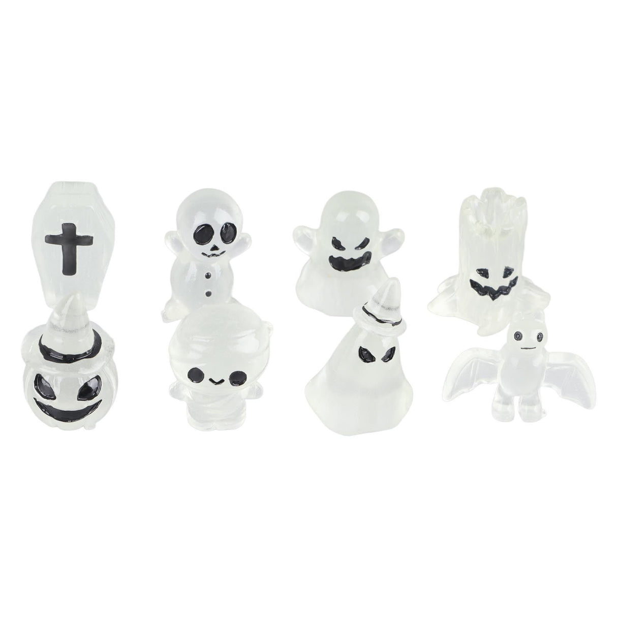 8 Pcs Halloween Ornaments Miniature Luminous Tombstone Pumpkin Skull Ghost Garden Decor