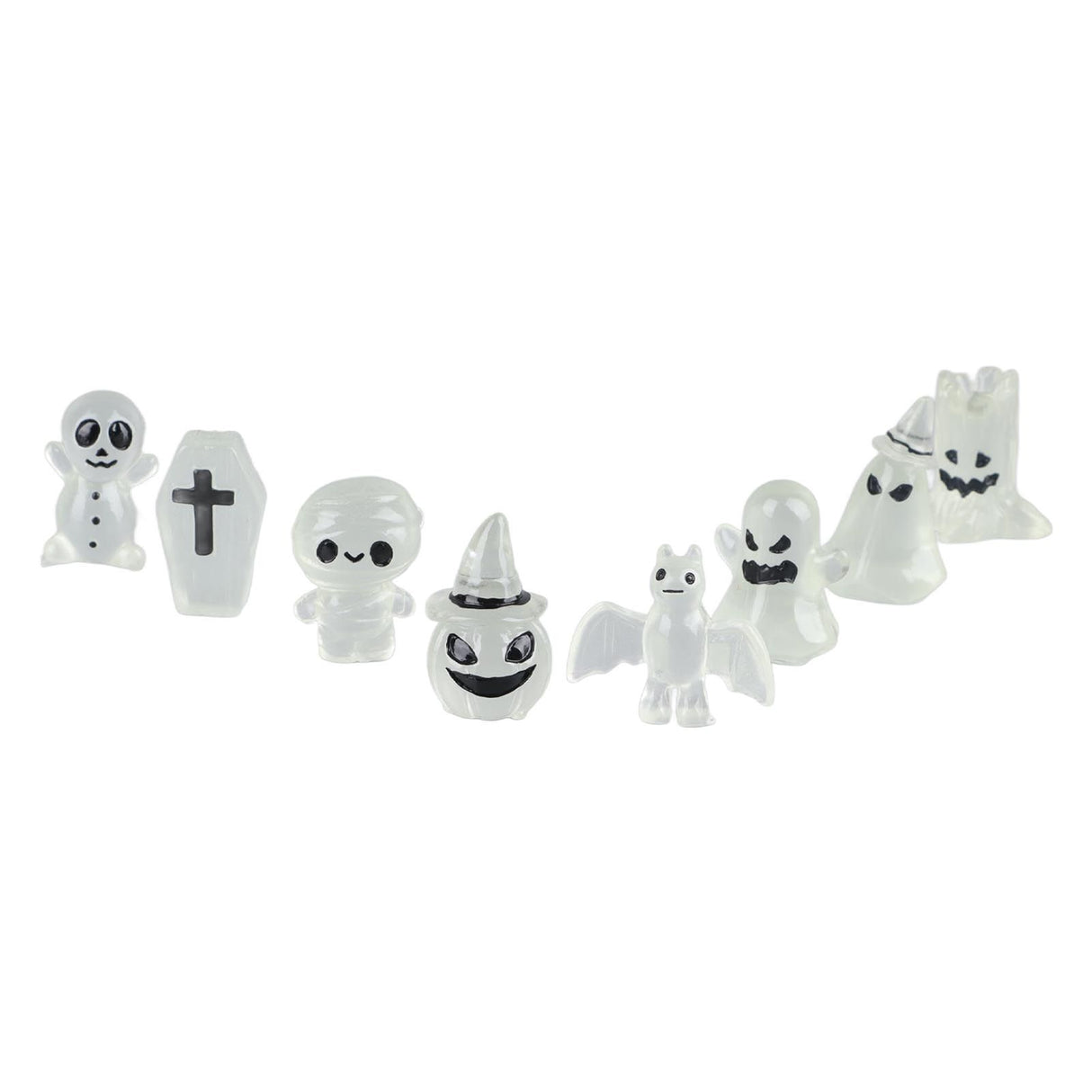 8 Pcs Halloween Ornaments Miniature Luminous Tombstone Pumpkin Skull Ghost Garden Decor