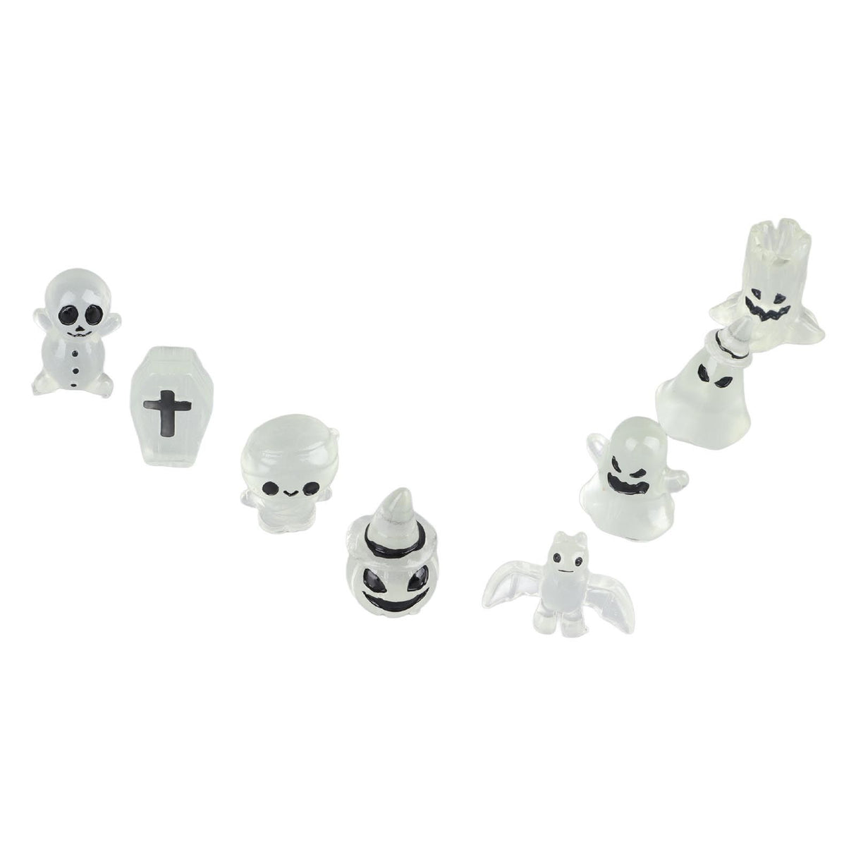 8 Pcs Halloween Ornaments Miniature Luminous Tombstone Pumpkin Skull Ghost Garden Decor