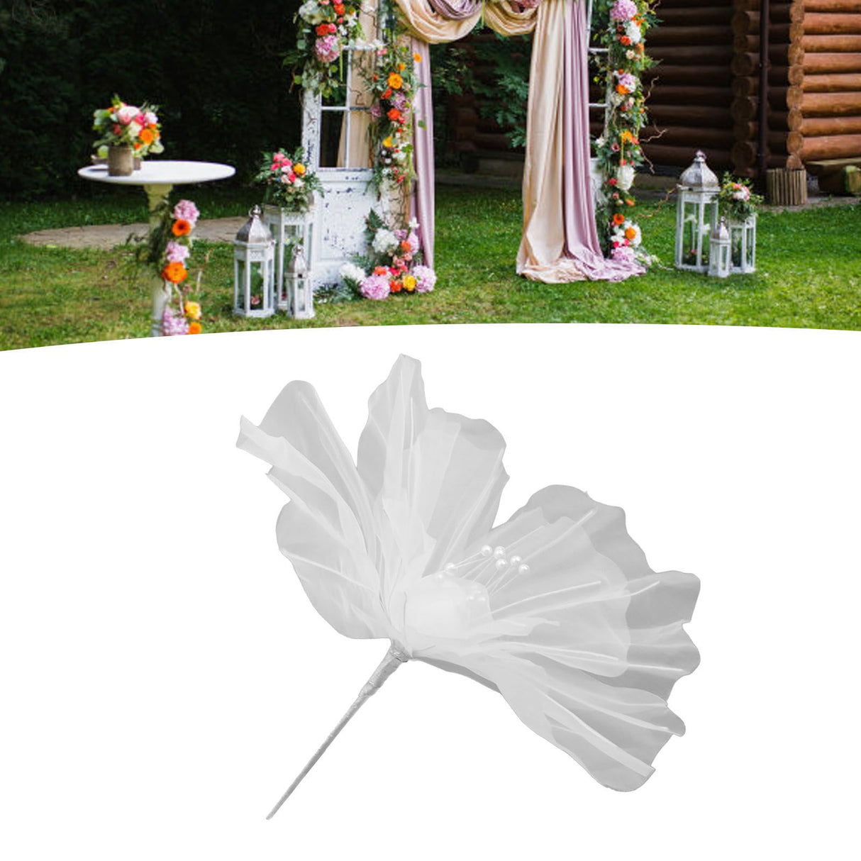 Gauze Flower 19.7in Diameter Soft Bright Colors Light Reusable Handcrafted Organza Flower for Wedding Photography Family White