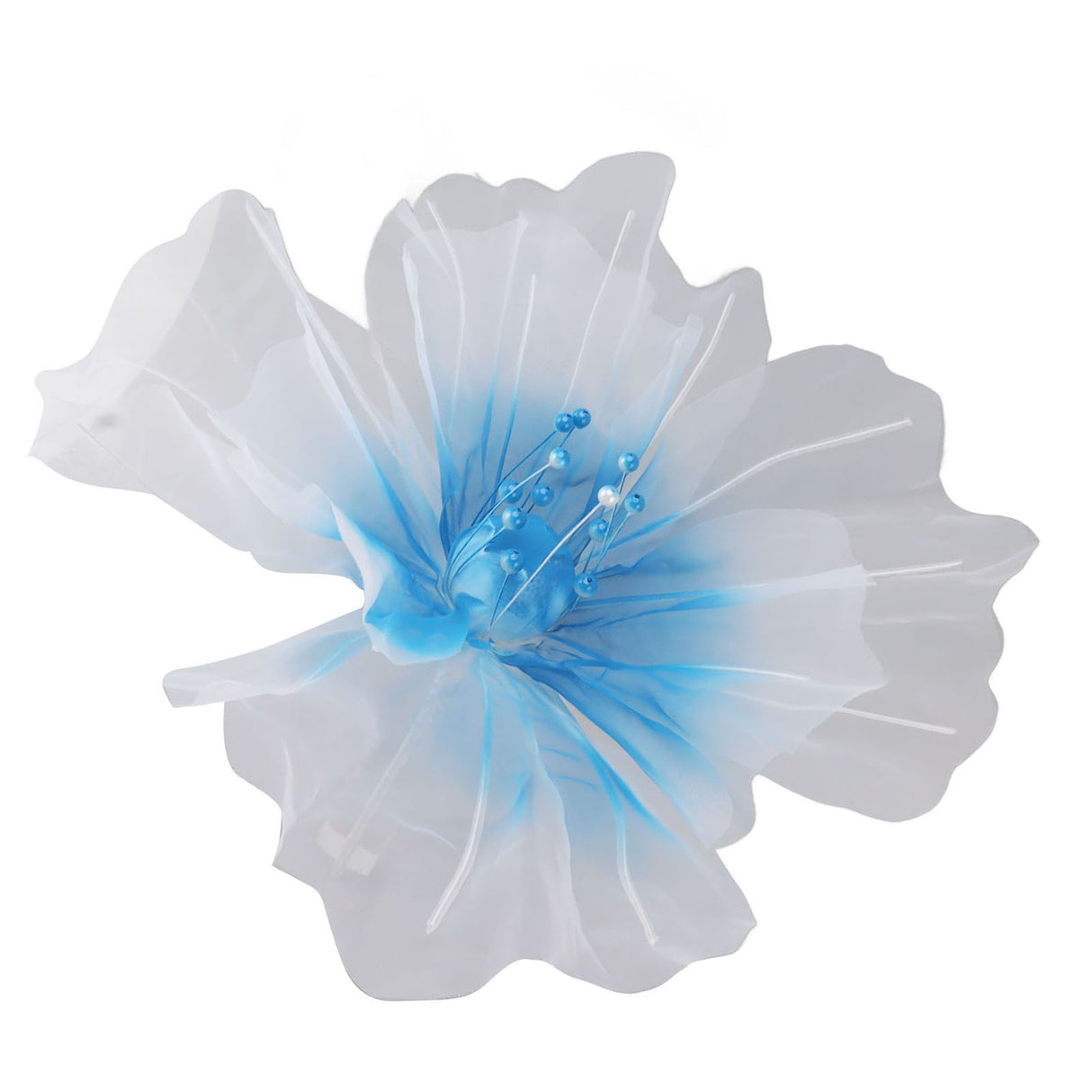 Gauze Flower 19.7in Diameter Soft Bright Colors Light Reusable Handcrafted Organza Flower for Wedding Photography Family Blue