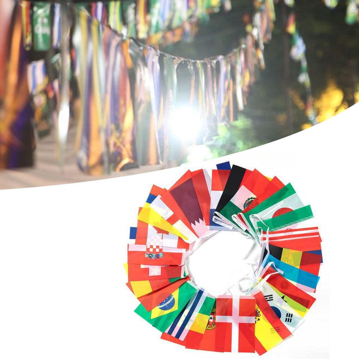 95ft 100 Countries String Flag World Flag Banner International Flags Banner for Party Decorations Bars Sports Clubs School Festivals Celebrations 14x21cm