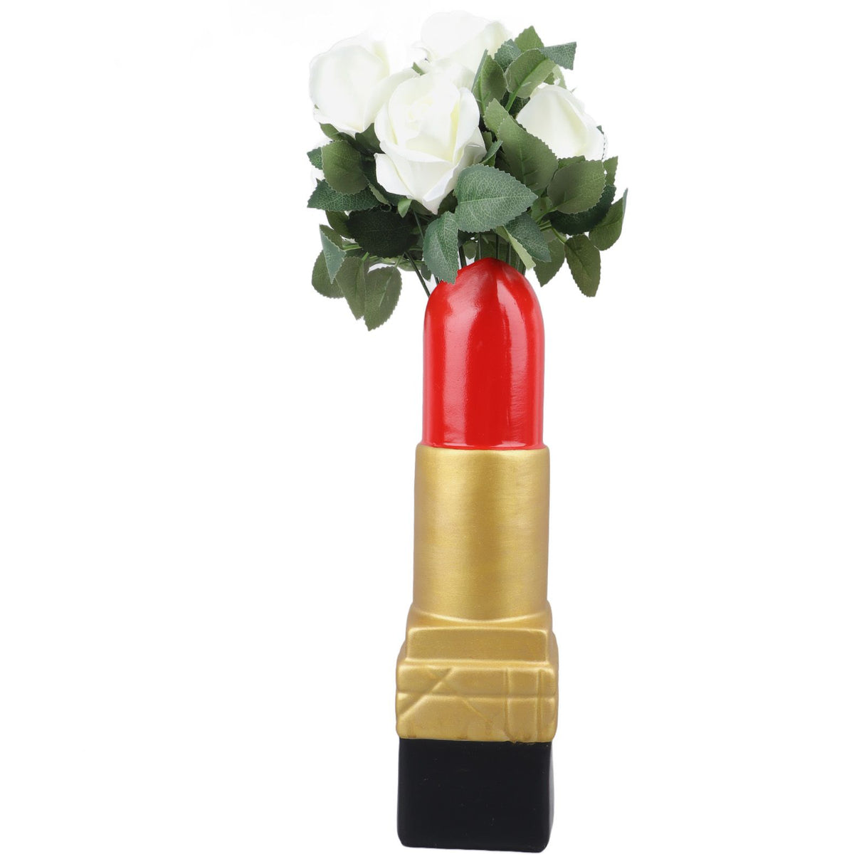 Creative Lipstick Shape Vase Beautiful Resin Exquisite Realistic Lipstick Shape Decorative Vase for Book Shop Coffee Shop Gold
