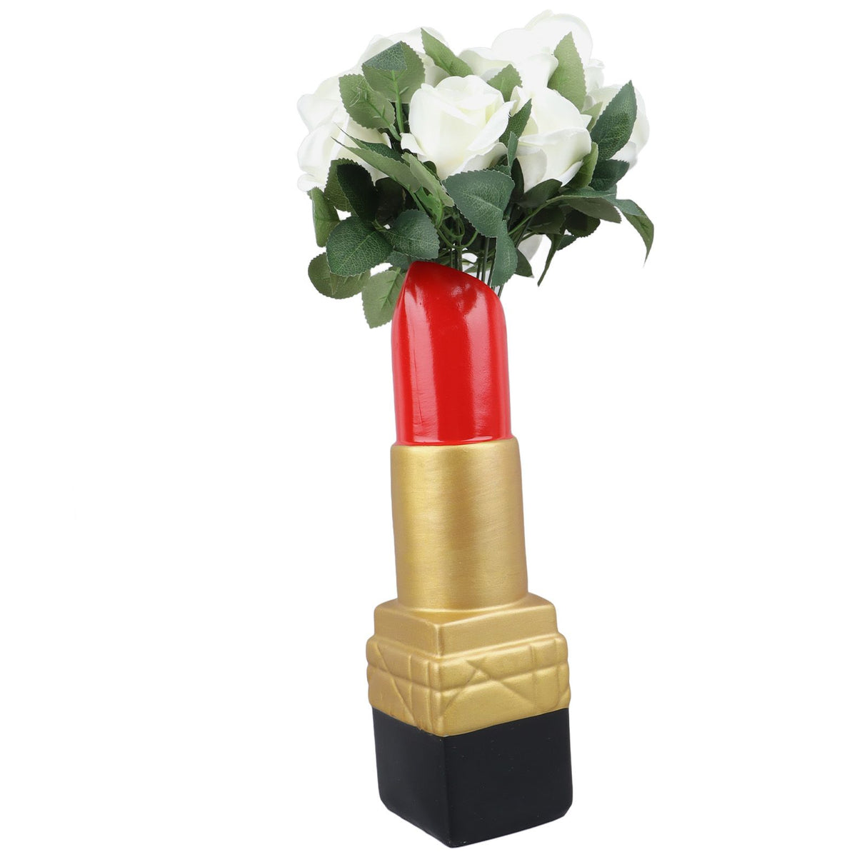 Creative Lipstick Shape Vase Beautiful Resin Exquisite Realistic Lipstick Shape Decorative Vase for Book Shop Coffee Shop Gold