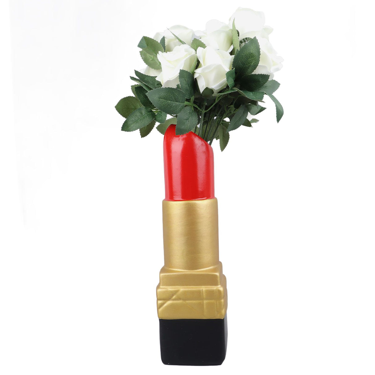 Creative Lipstick Shape Vase Beautiful Resin Exquisite Realistic Lipstick Shape Decorative Vase for Book Shop Coffee Shop Gold