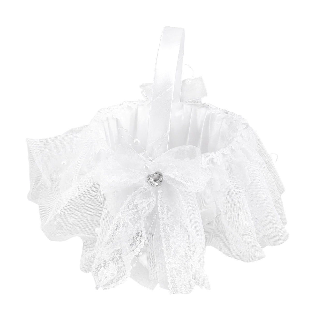 Wedding Flower Girl Basket White Lace Classic Gift Ceremony Supplies for Rose Petals