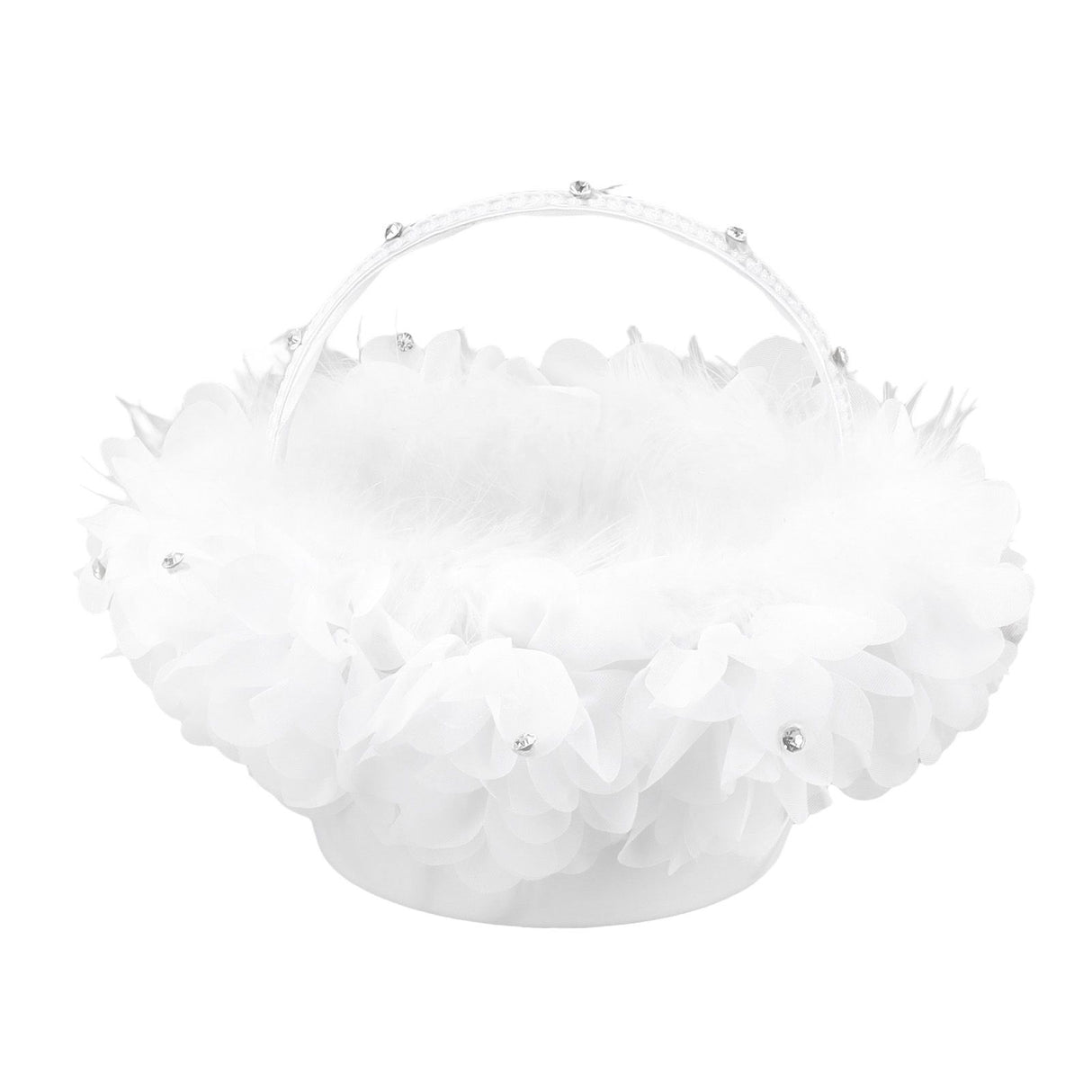 White Flower Girl Basket Petal Beads Decoration Handheld Bridesmaid Scattering Wedding Basket