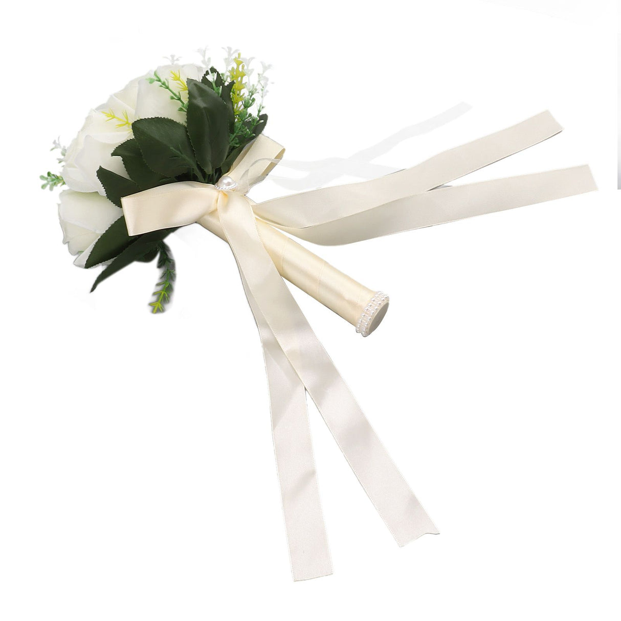 Wedding Bouquets Silk and Plastic Romantic Exquisite Comfortable Handle Beautiful Bridal Bouquet for Home Decoration Milky White