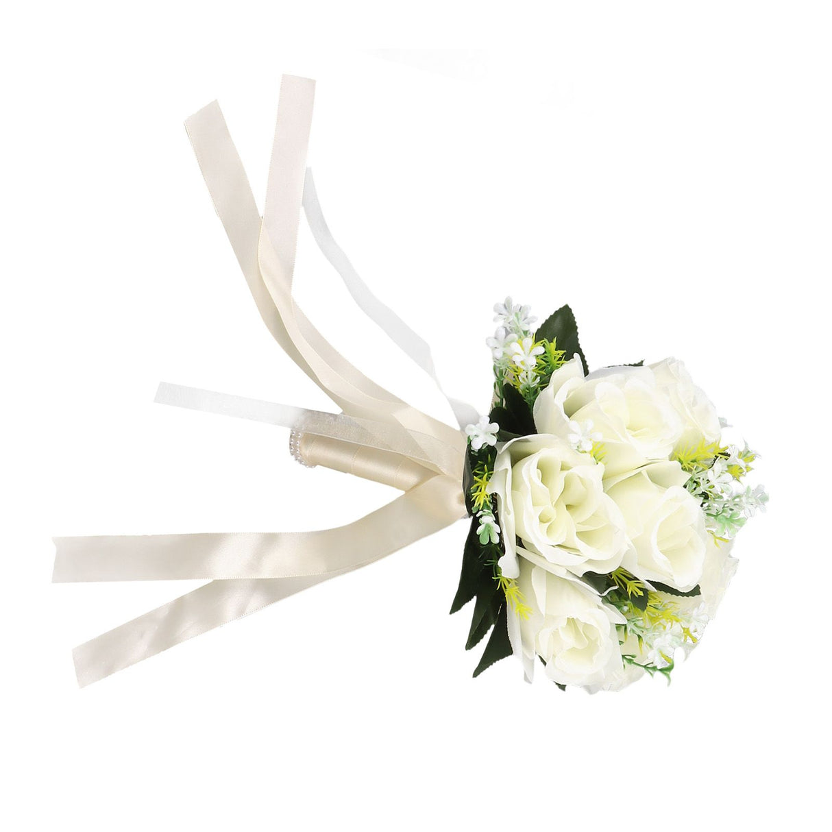 Wedding Bouquets Silk and Plastic Romantic Exquisite Comfortable Handle Beautiful Bridal Bouquet for Home Decoration Milky White