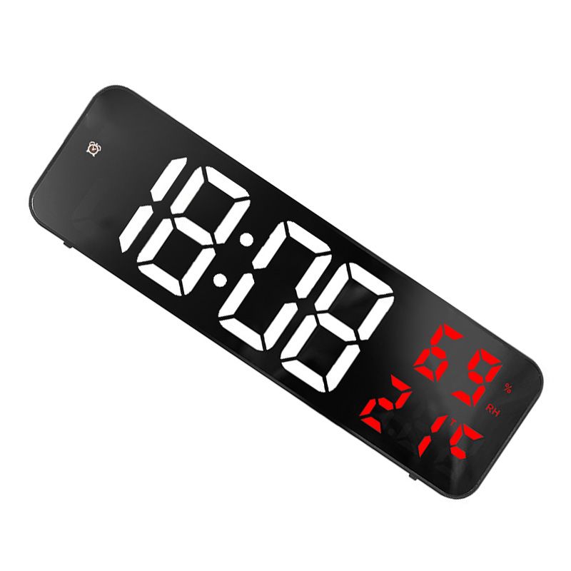 Mirror Large Digital LED Clock Home Electronic Alarm Clock Large Screen Plug in Clock Wall Mounted White and Red