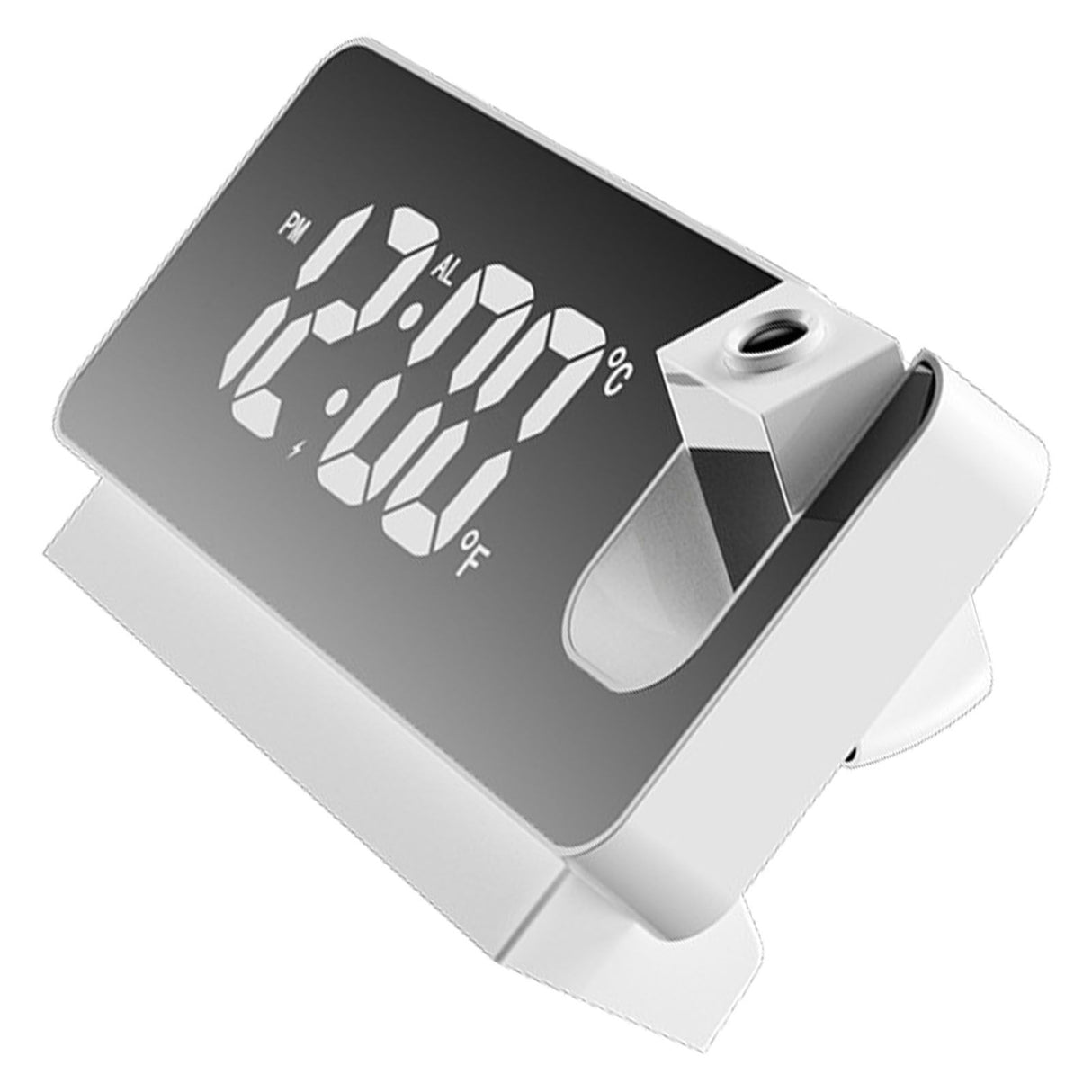Projection Alarm Clock 360 Degree Flexible Adjust Creative LED Mirror Digital Clock with Temperature Display Power Off Memory White
