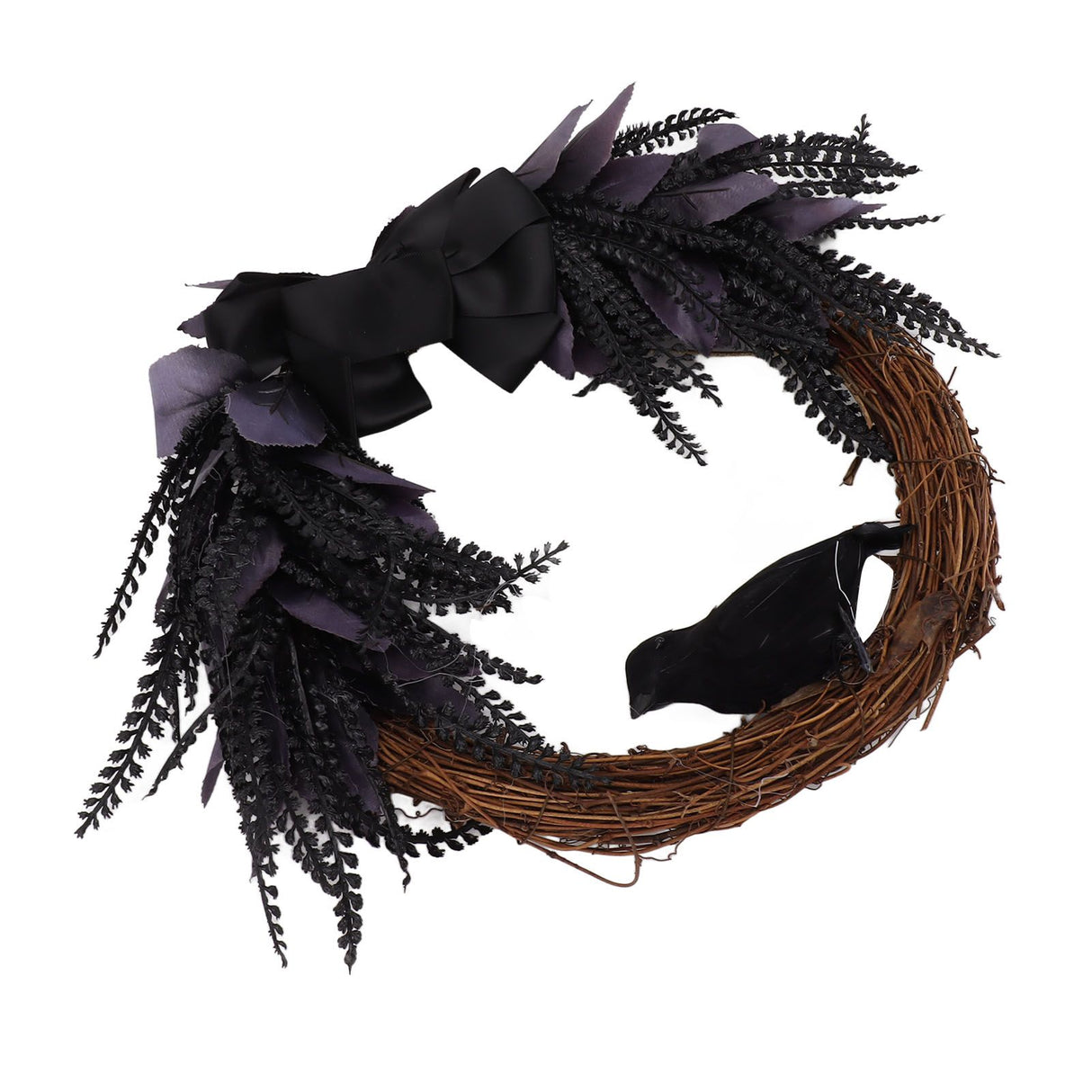 Halloween Wreath Bowknot Crow Garland Decoration Home Door Hallway Hanging Wreath