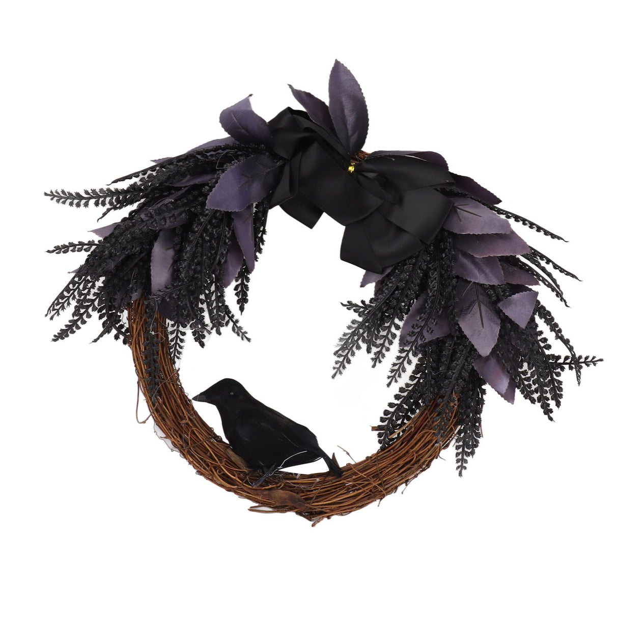 Halloween Wreath Bowknot Crow Garland Decoration Home Door Hallway Hanging Wreath