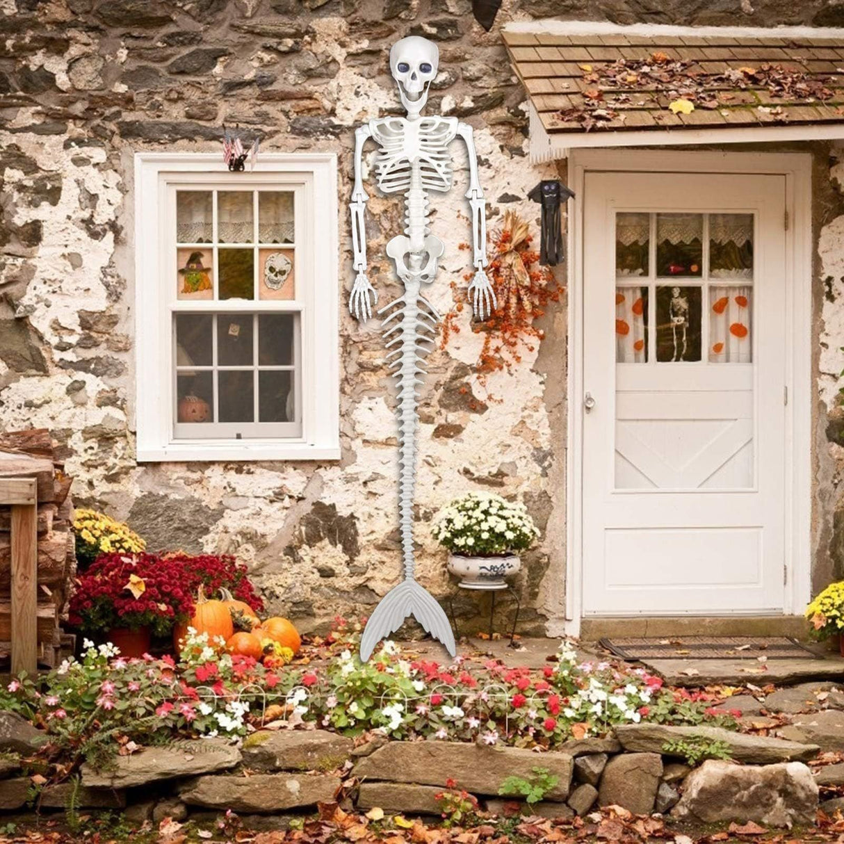 Halloween Skeleton Decoration Realistic Scary Skeleton Figurine Ornament for Haunted House Party Outdoor