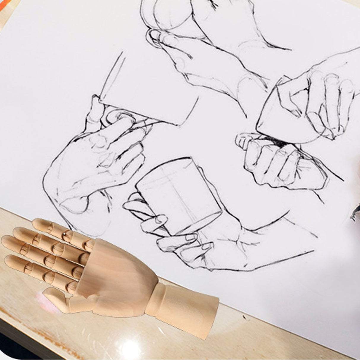 Flexible Wooden Hand Model Moveable Wooden Artists Manikin Hand Figure Hand Model for Sketching Drawing Painting 7116A 0201 Right Hand Small