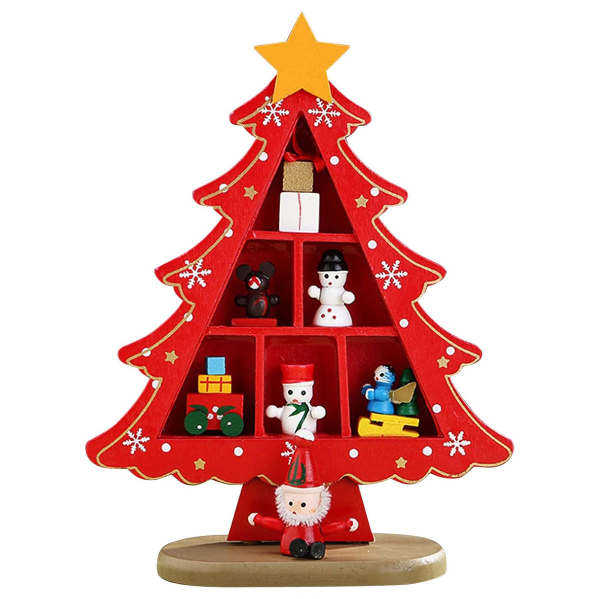 Tabletop Wooden Christmas Tree Exquisite Mini Conveniently Placed Desktop Christmas Tree Decor for Shopping Mall Hotel Christmas Decoration Red