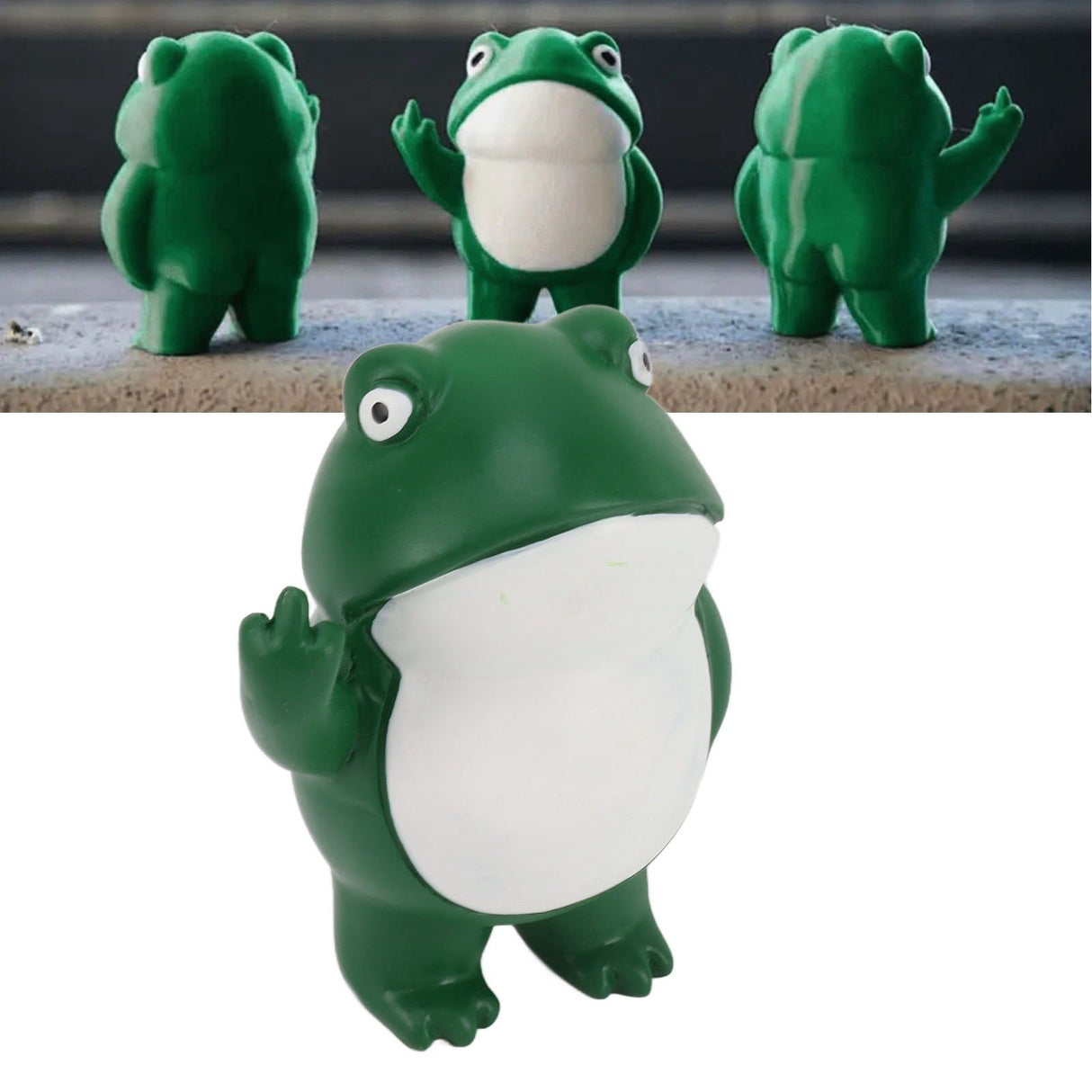 Rebellious Frog Figurine Middle Finger Frog Resin Ornament Frog Craft Decoration Sculpture for Home Office Desktop